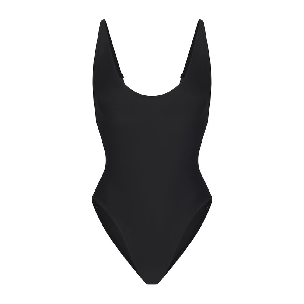 Skims black onyx scoop neck swimsuit